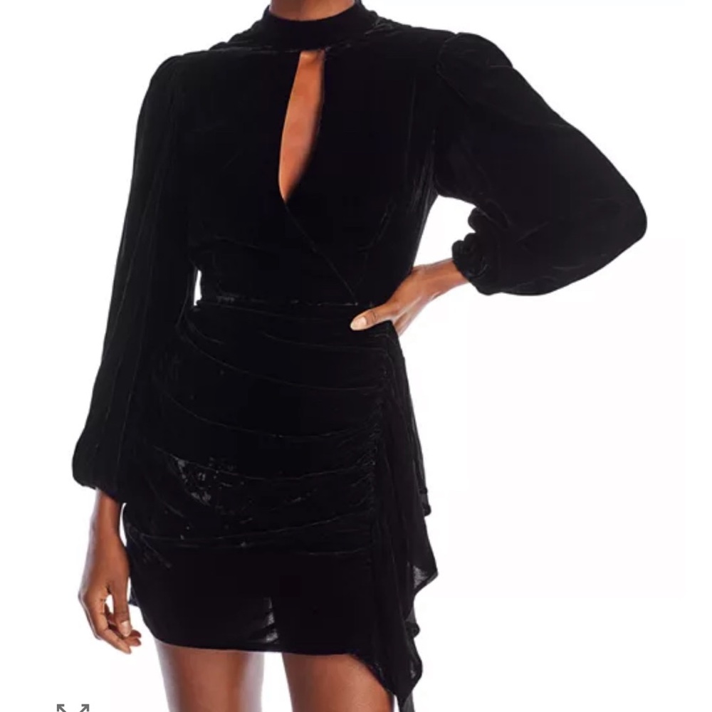 RHODE Black Velvet Long Sleeve Dress
